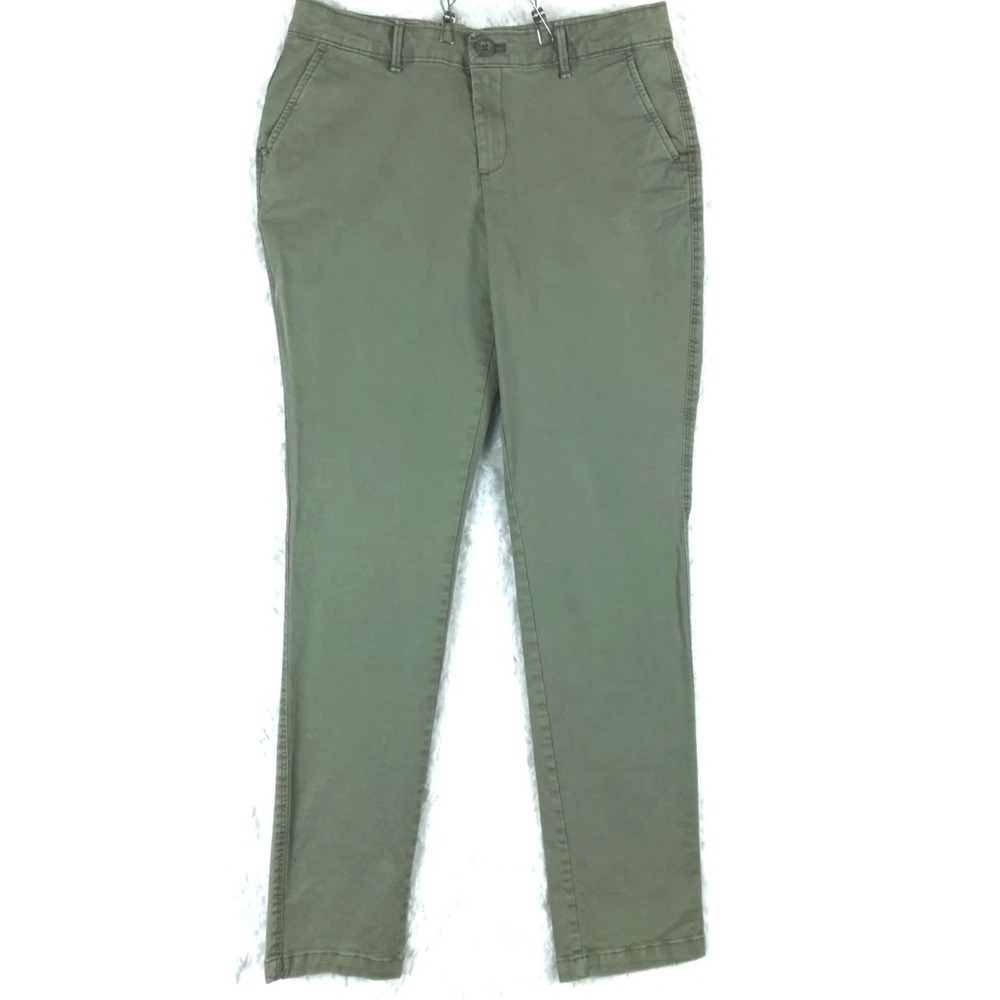Eddie Bauer Legend Wash Slim Boyfriend Stretch Chino Pants Green Size 12 14 TALL